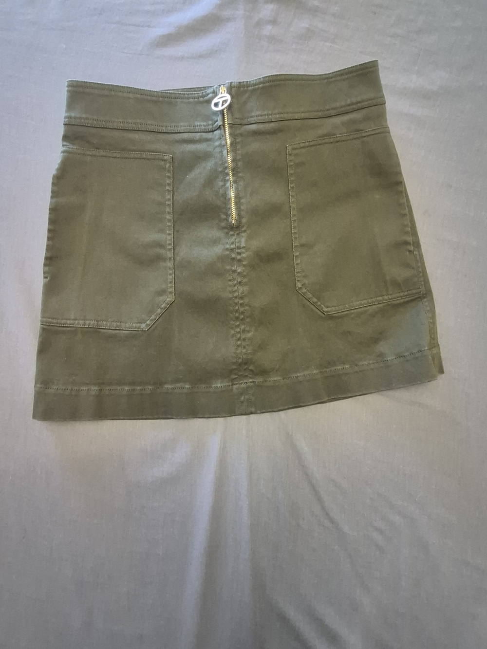 Tory Burch Olive Elise Mini Skirt with Front Zip A Frame